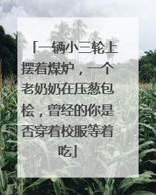 一辆小三轮上摆着煤炉，一个老奶奶在压葱包桧，曾经的你是否穿着校服等着吃