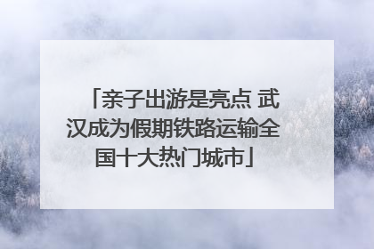 亲子出游是亮点 武汉成为假期铁路运输全国十大热门城市