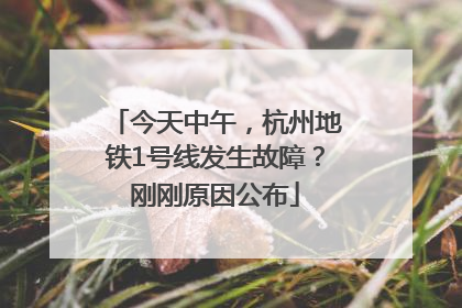 今天中午，杭州地铁1号线发生故障？刚刚原因公布