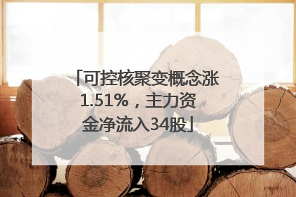 可控核聚变概念涨1.51%，主力资金净流入34股