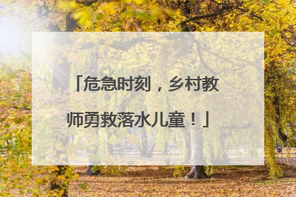 危急时刻，乡村教师勇救落水儿童！