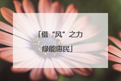 借“风”之力 绿能惠民