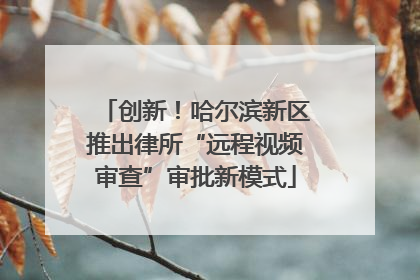 创新！哈尔滨新区推出律所“远程视频审查”审批新模式