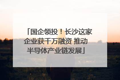 国企领投！长沙这家企业获千万融资 推动半导体产业链发展