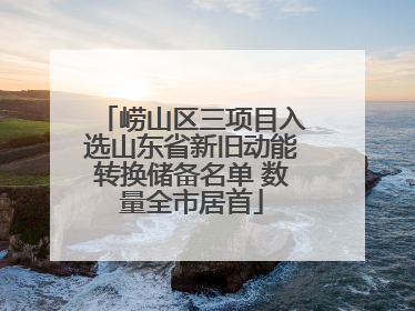 崂山区三项目入选山东省新旧动能转换储备名单 数量全市居首