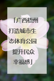 广西梧州打造城市生态体育公园 提升民众幸福感