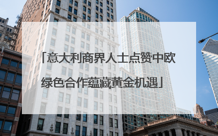 意大利商界人士点赞中欧绿色合作蕴藏黄金机遇