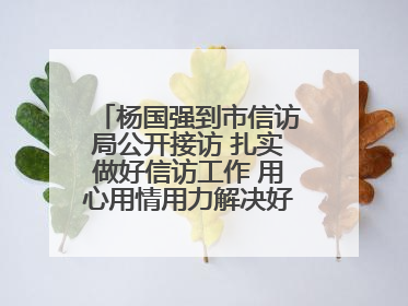 杨国强到市信访局公开接访 扎实做好信访工作 用心用情用力解决好群众急难愁盼
