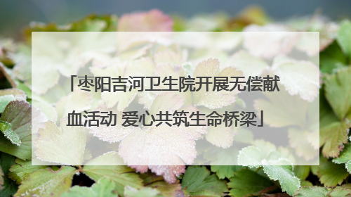 枣阳吉河卫生院开展无偿献血活动 爱心共筑生命桥梁
