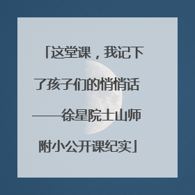 这堂课，我记下了孩子们的悄悄话——徐星院士山师附小公开课纪实