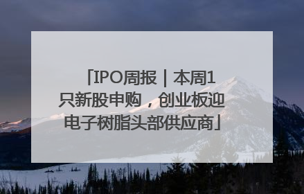 IPO周报｜本周1只新股申购，创业板迎电子树脂头部供应商
